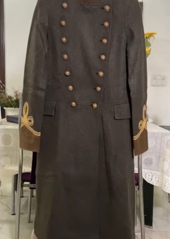 Ralph Lauren Long Military Coat in Khaki Green
