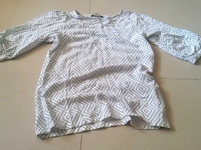 White Printed Top