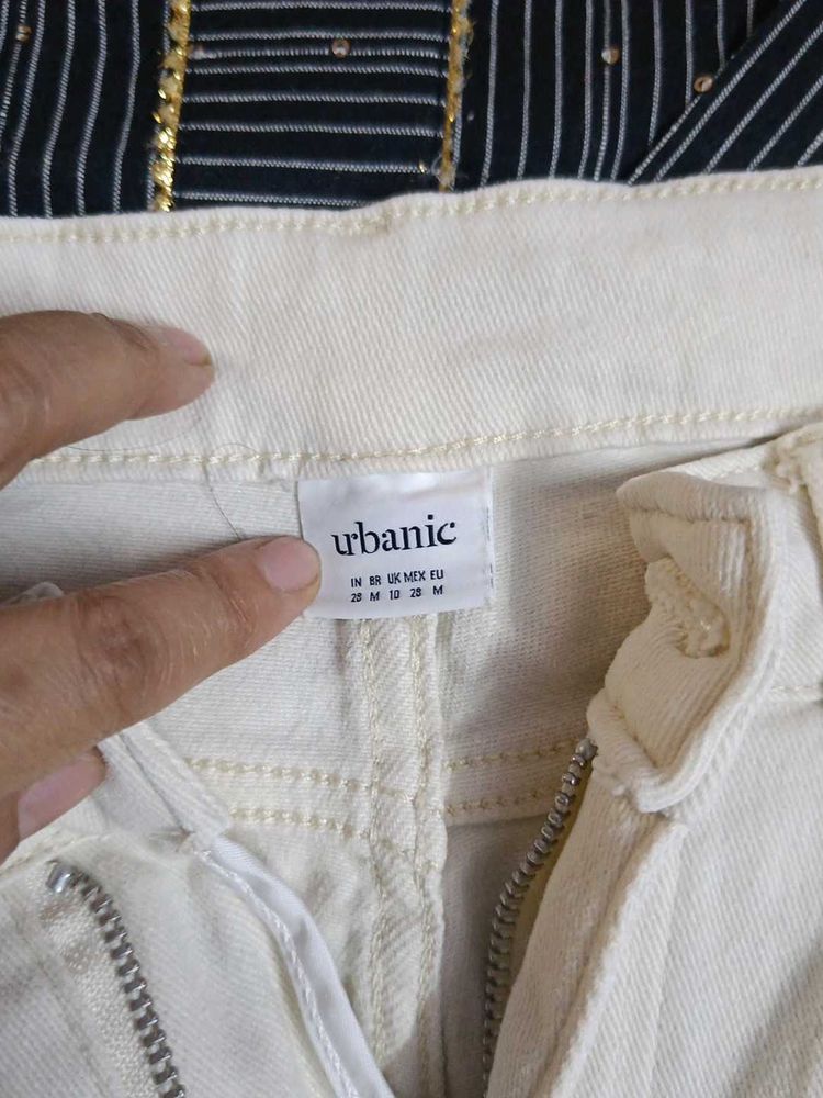 Urbanic Cream Denim Jeans - Size M
