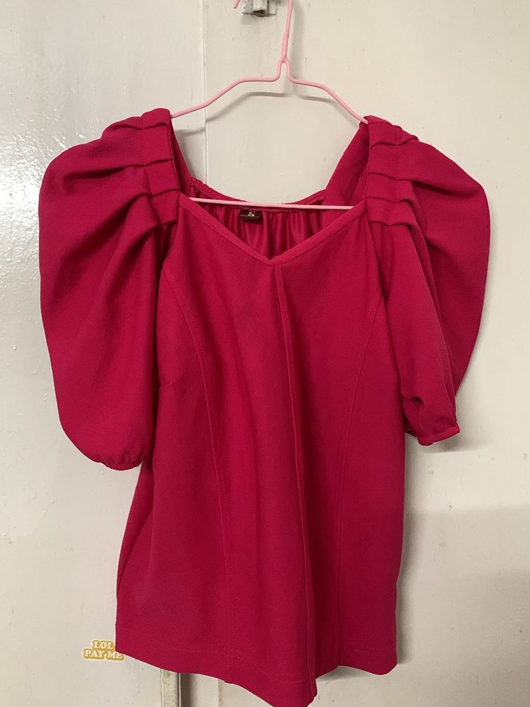 Pink Puff Sleeve Top