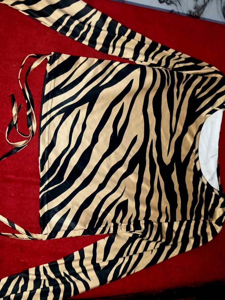 Zebra Print Long Sleeve Top