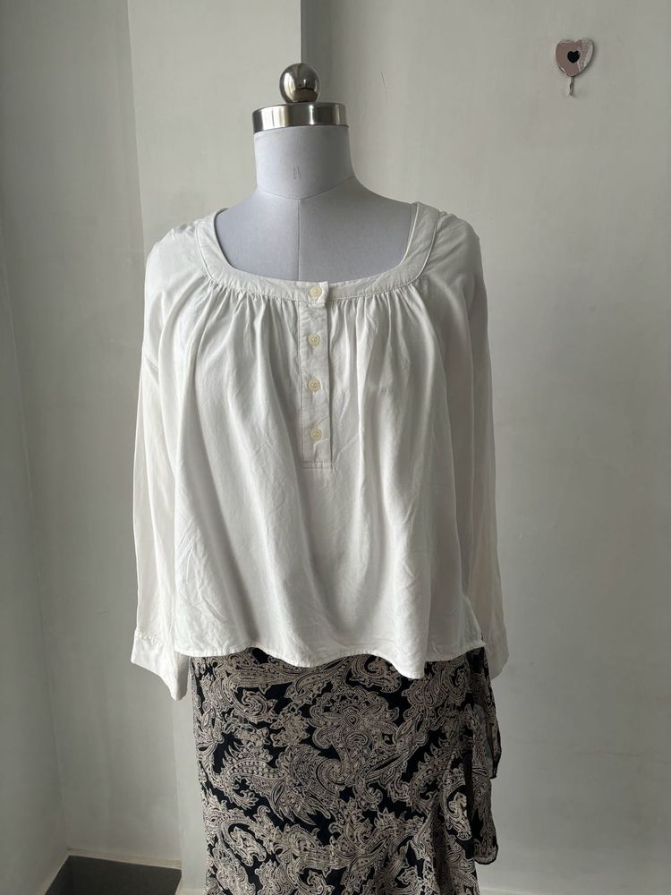 White Long Sleeve Peasant Top