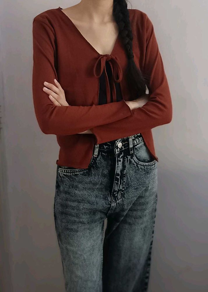 Tie-Front Knit Cardigan