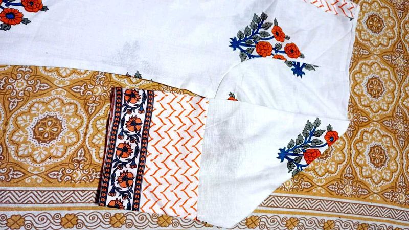 Pure Cotton Kurti Set With New Saree