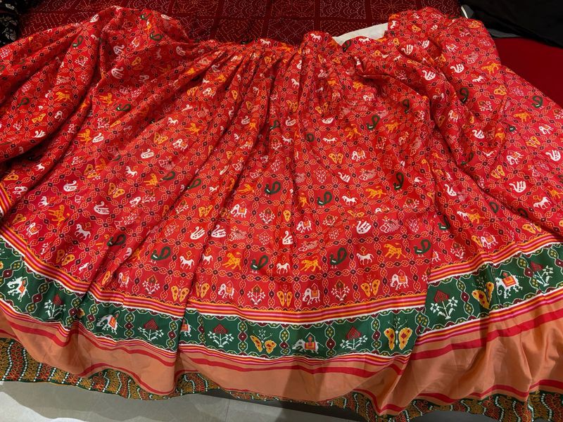 Red Ethnic Skirt Unstitched