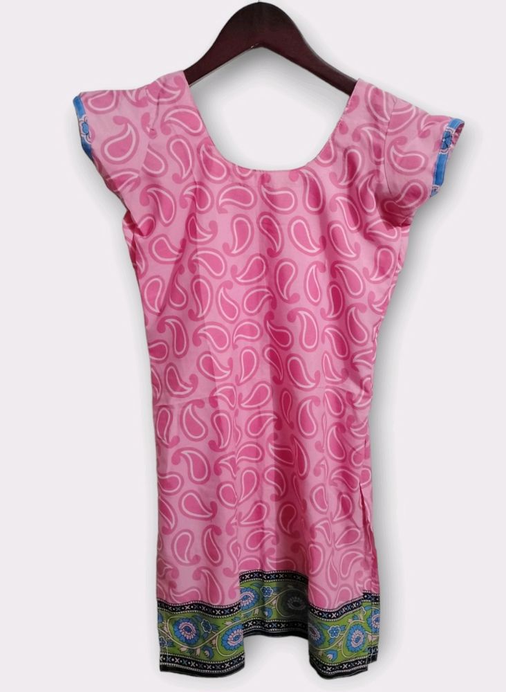 Pink Paisley Print Dress Cap Sleeves (Woman)