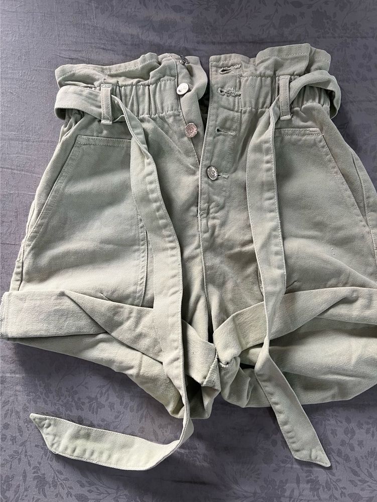 Olive Green High-Waisted Shorts