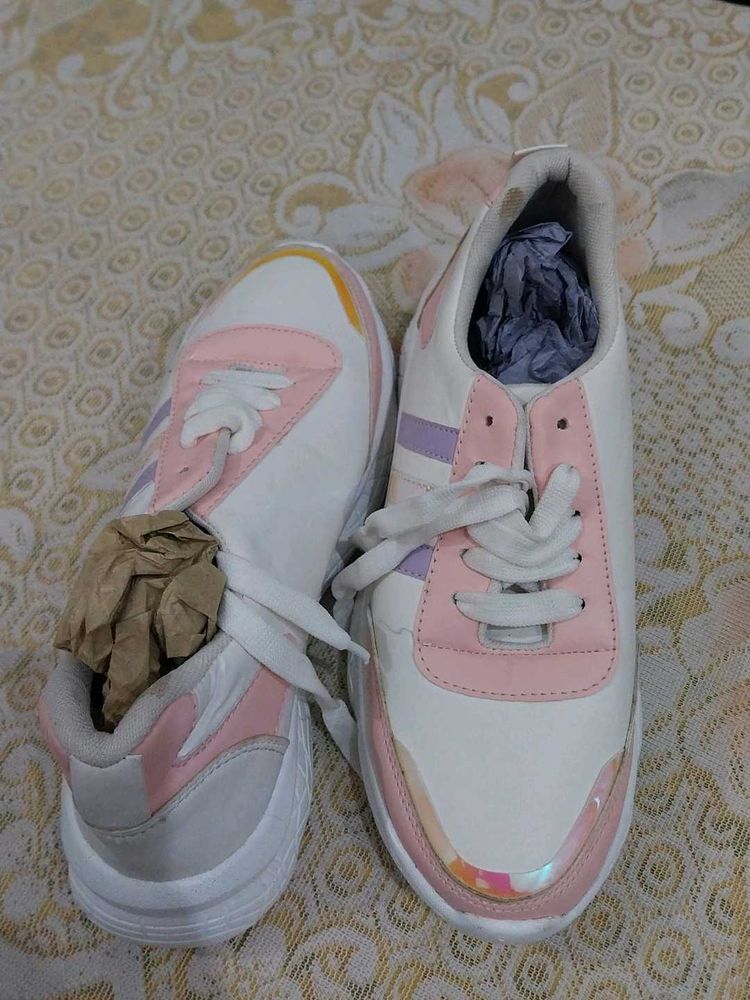 Cute Pink &amp; White Sneakers