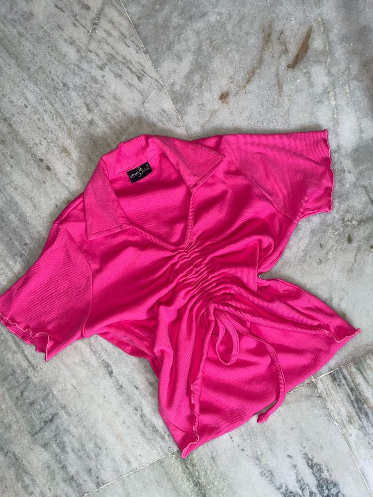 Pink Tie-Front Top