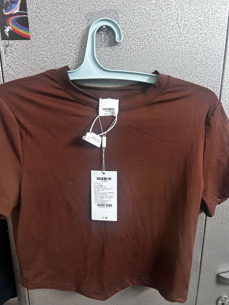 Brown Cropped T-Shirt