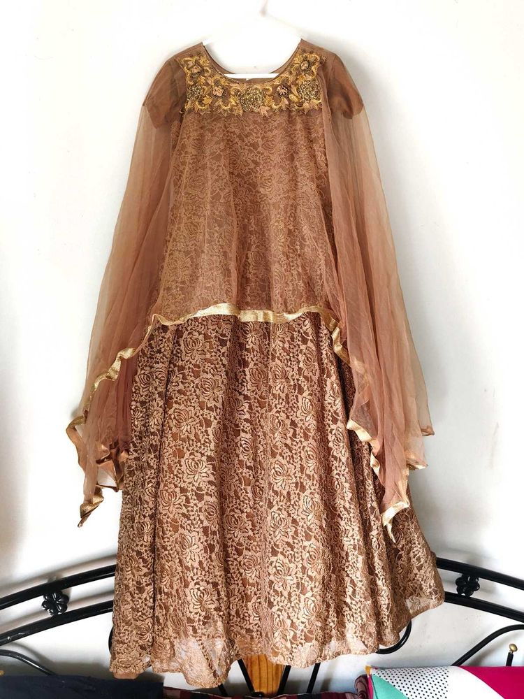 Elegant Brown Lace Dress