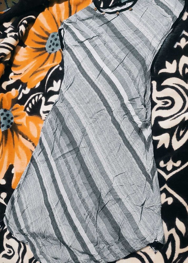 Grey With Black Combination Kurta