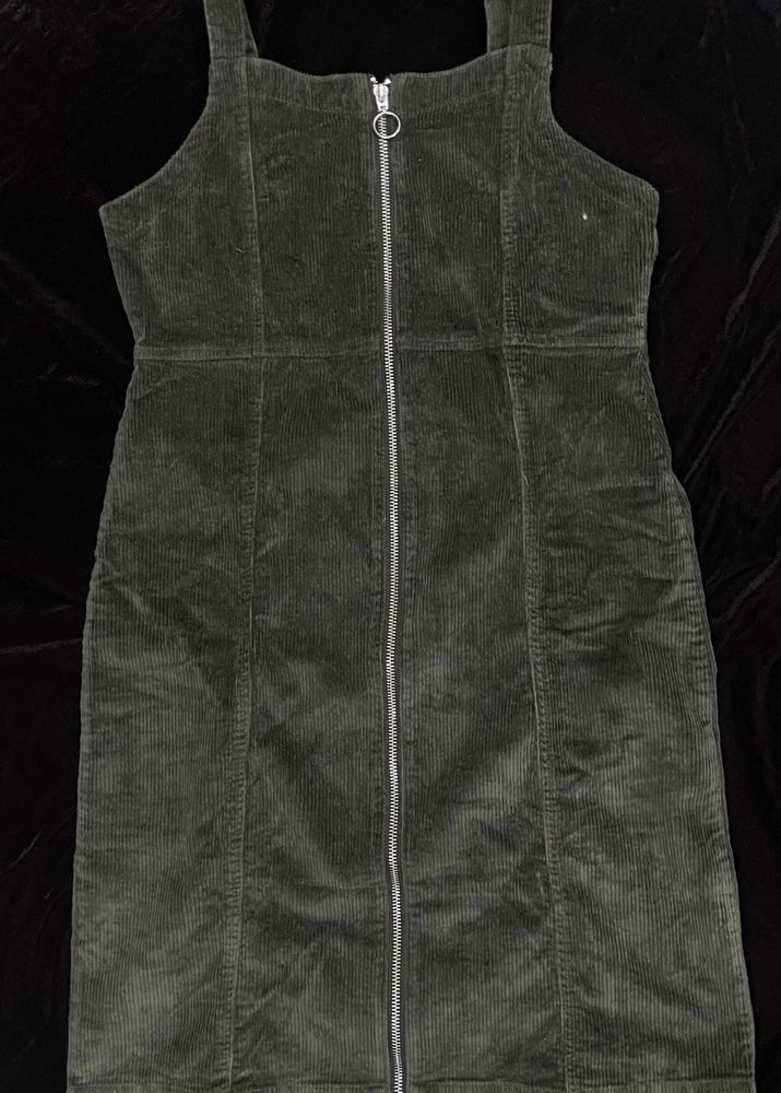 Corduroy zip-front dress