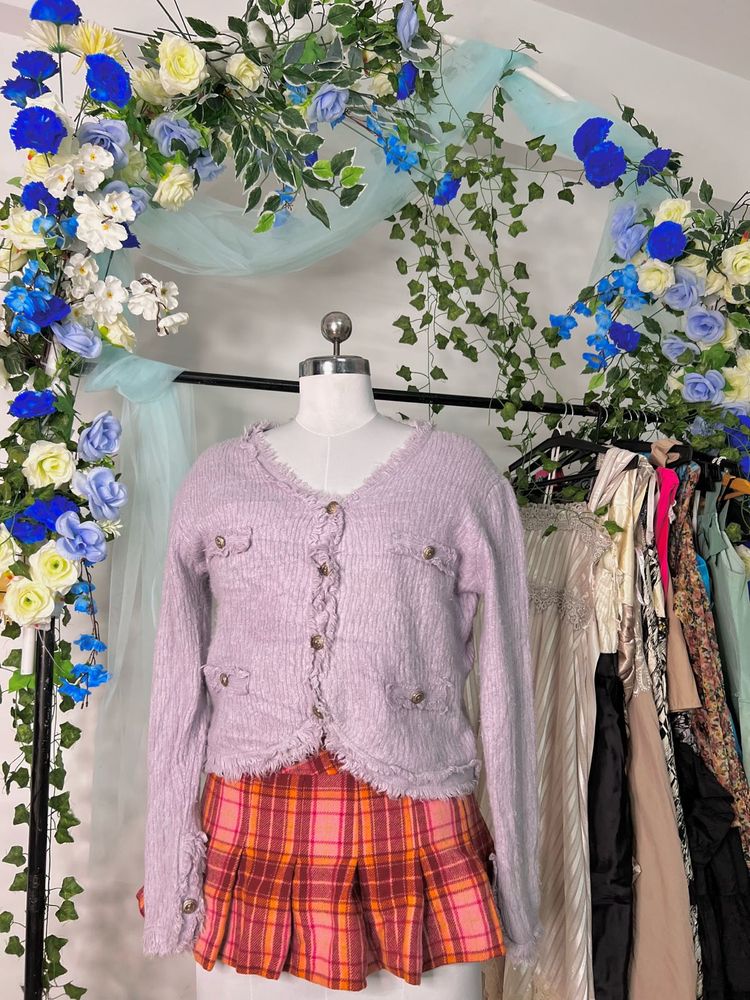 Cute lilac Korean cardigan