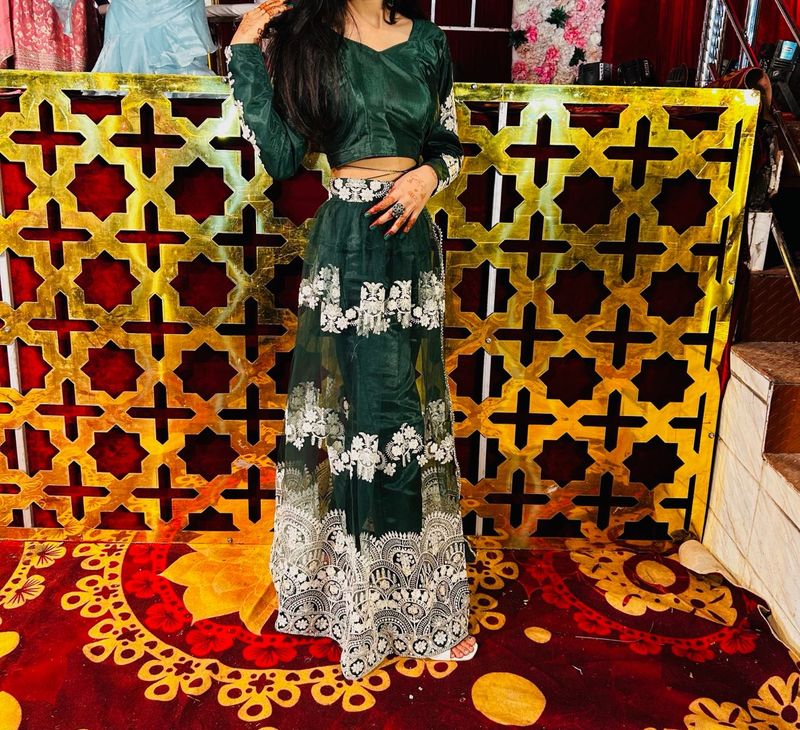 Elegant Green Embroidered Lehenga Choli
