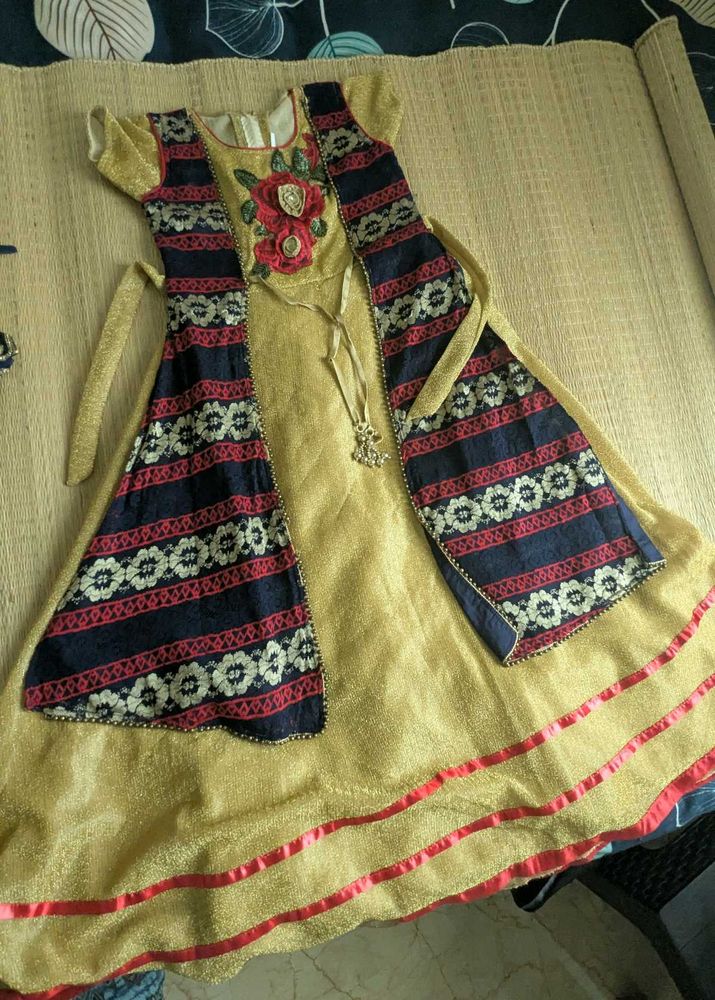 Girls&#39; Gold Embroidered Dress