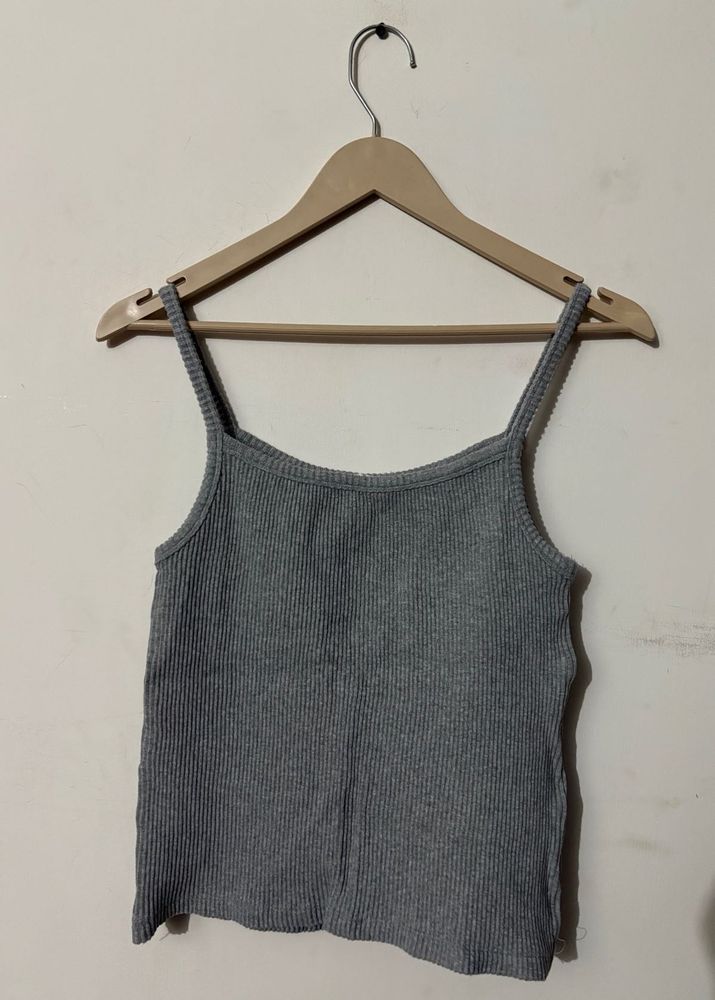 Grey Ribbed Tank Top
