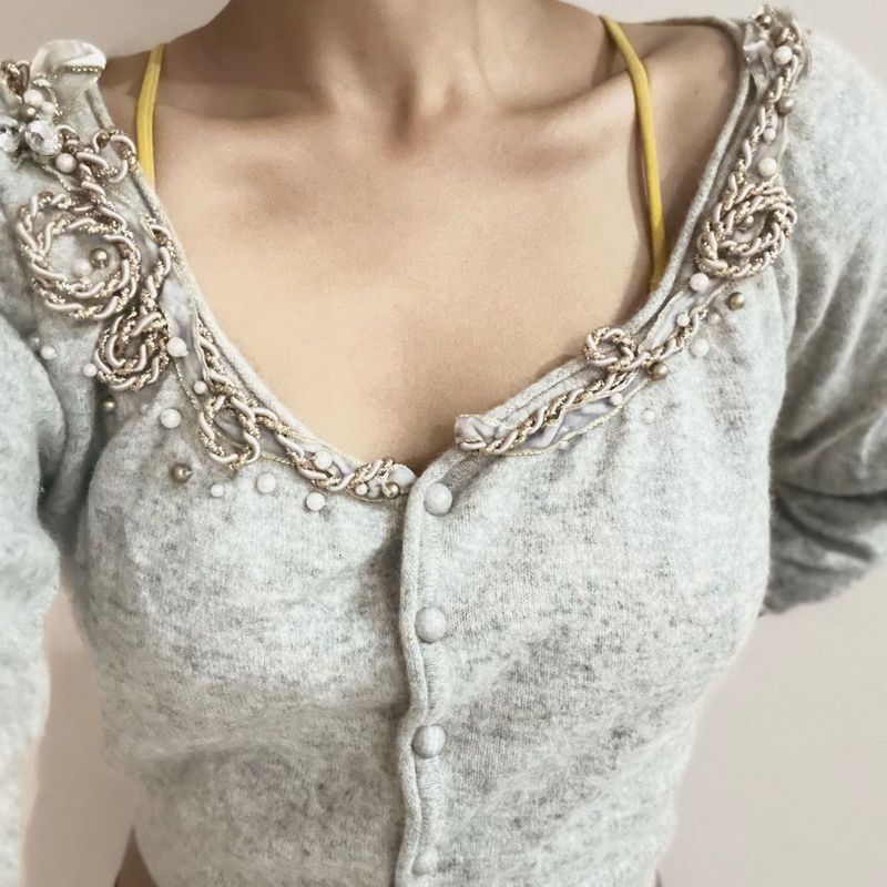 Embellished Grey Cardigan