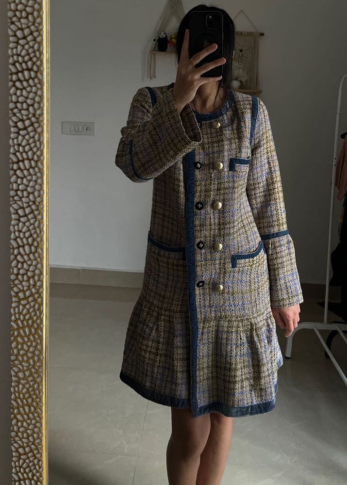 CHANEL Woven Tweed Jacket Shift Dress