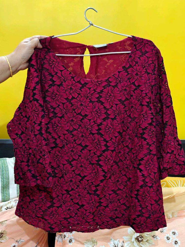 Elegant Lace Top Maroon
