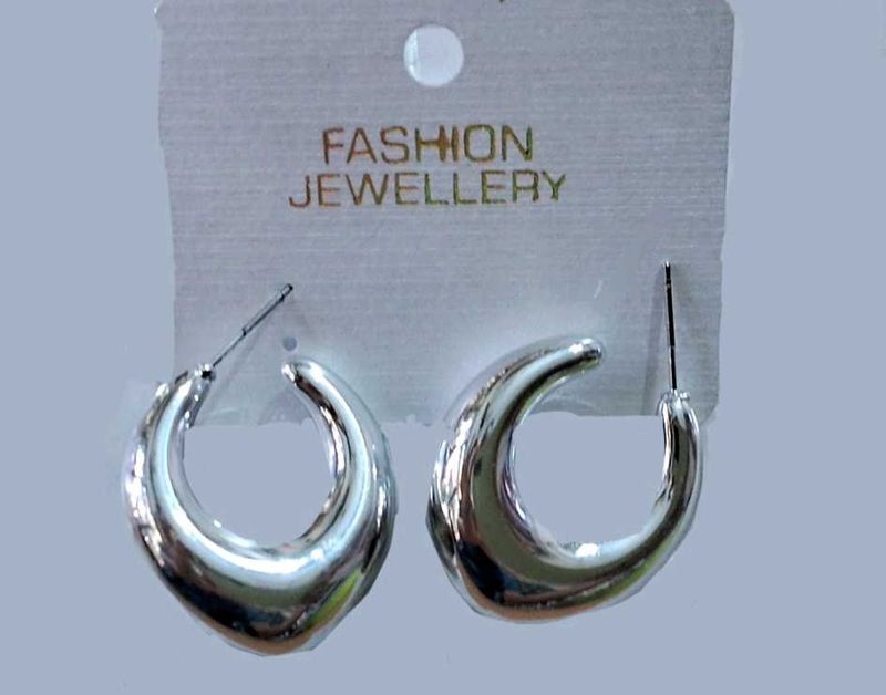 Silver Tone Hoop Earrings