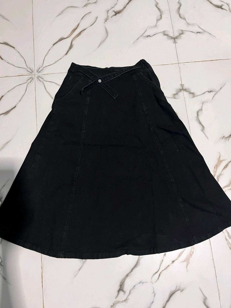 Black Denim Skirt