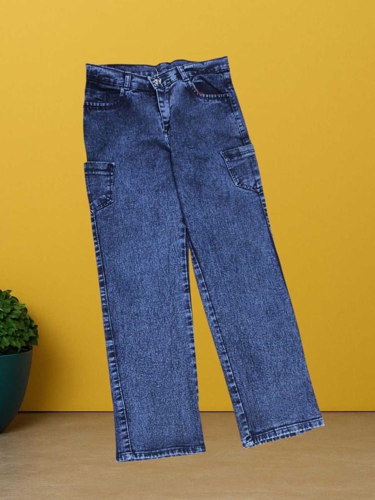 N@27 Size-28 Blue Denim Cargo Pants