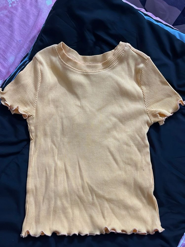 Cute Yellow Ribbed Top