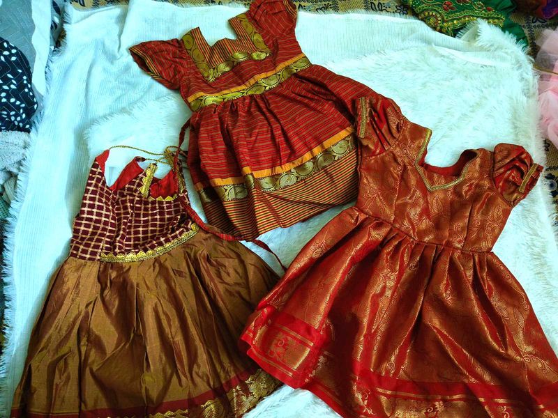 Girls' Ethnic Dresses - Set of 3