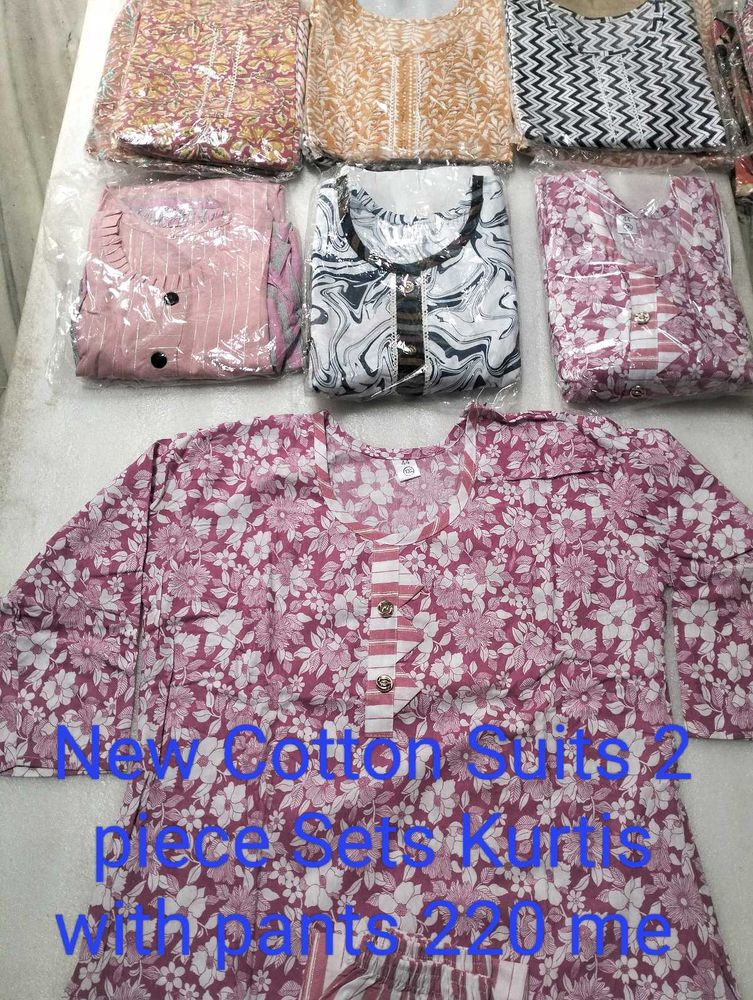 New Pure Cotton Suits 2 Piece Sets Kurtis With Pan