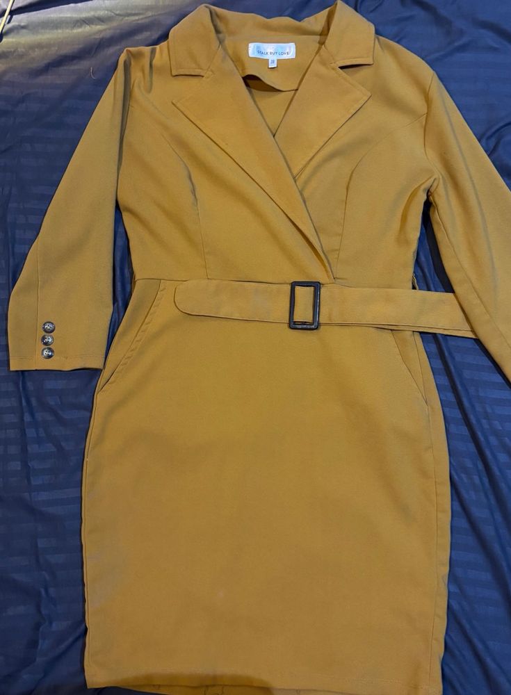 Mustard Blazer Style Mini Dress