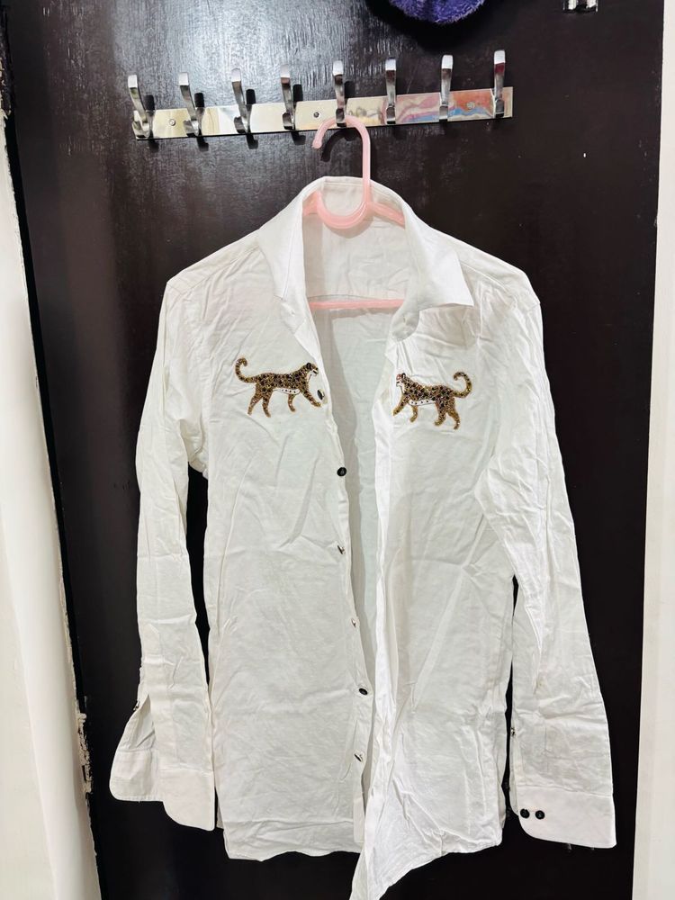 White Animal crafted Shirt
