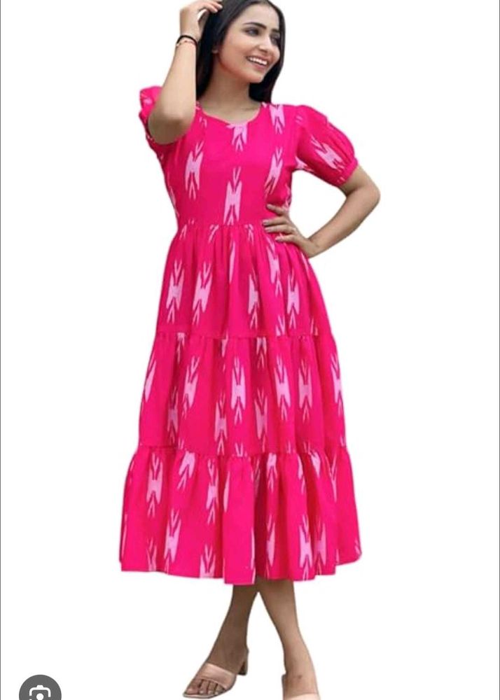Pink Tiered Midi Dress