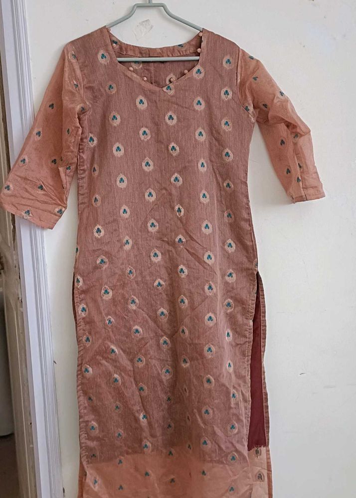Peach Printed Kurti