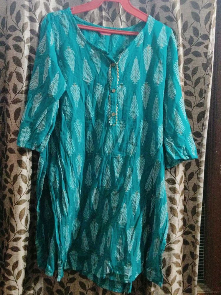 Teal Printed Kurta