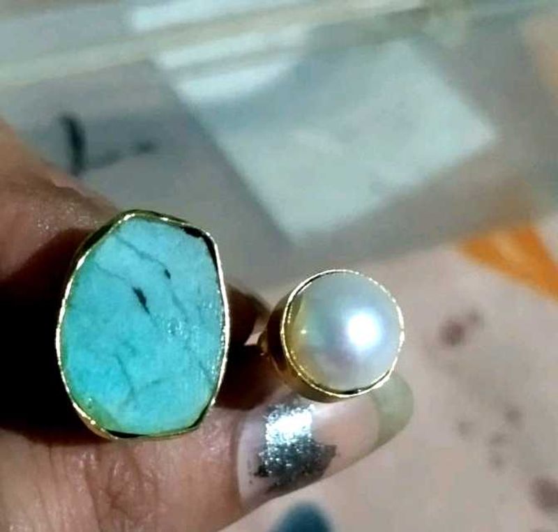 semi precious stones ring with real