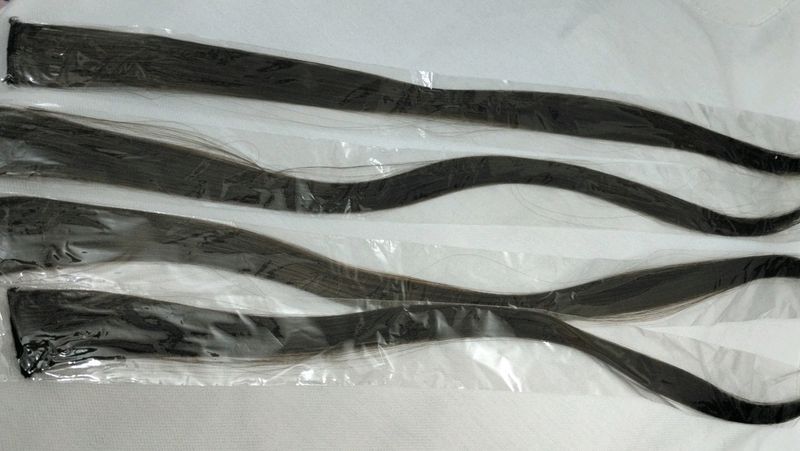 Hair Streak Colored Extension Highlighter For Women And Girls (Set Of 4pc) (Medium Brown)