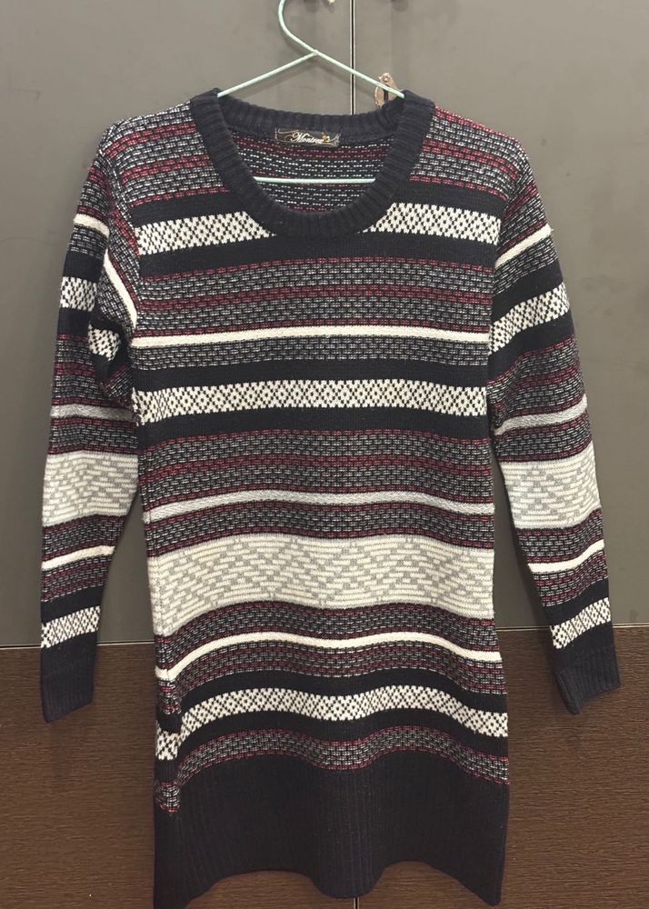 Striped Knit Sweater Dress