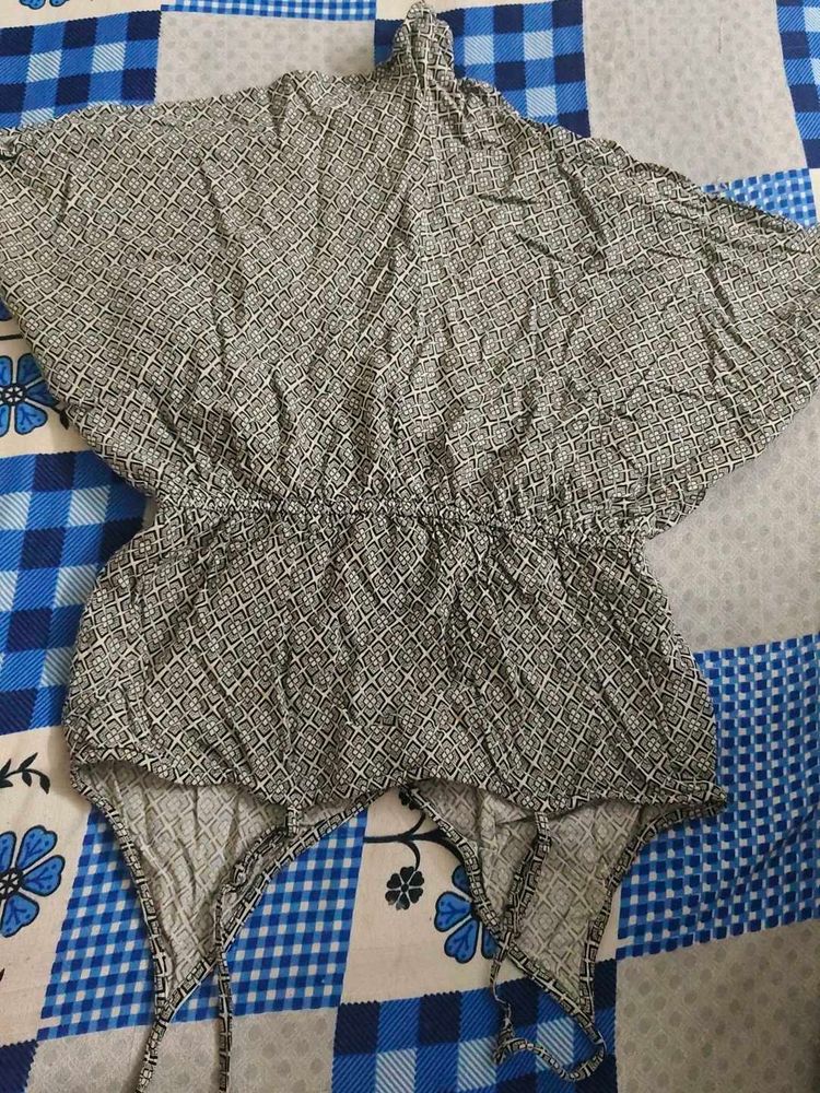 Patterned Drawstring Jumpsuit