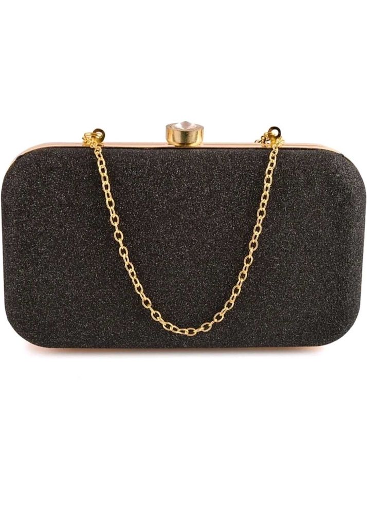 Elegant Black Glitter Clutch