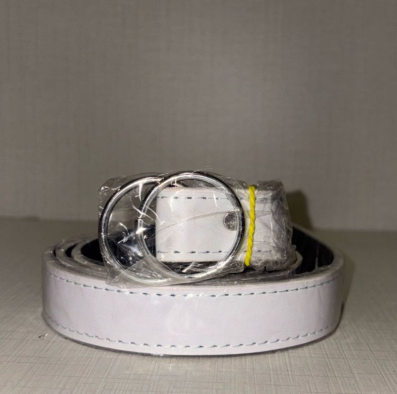 White Faux Leather Belt