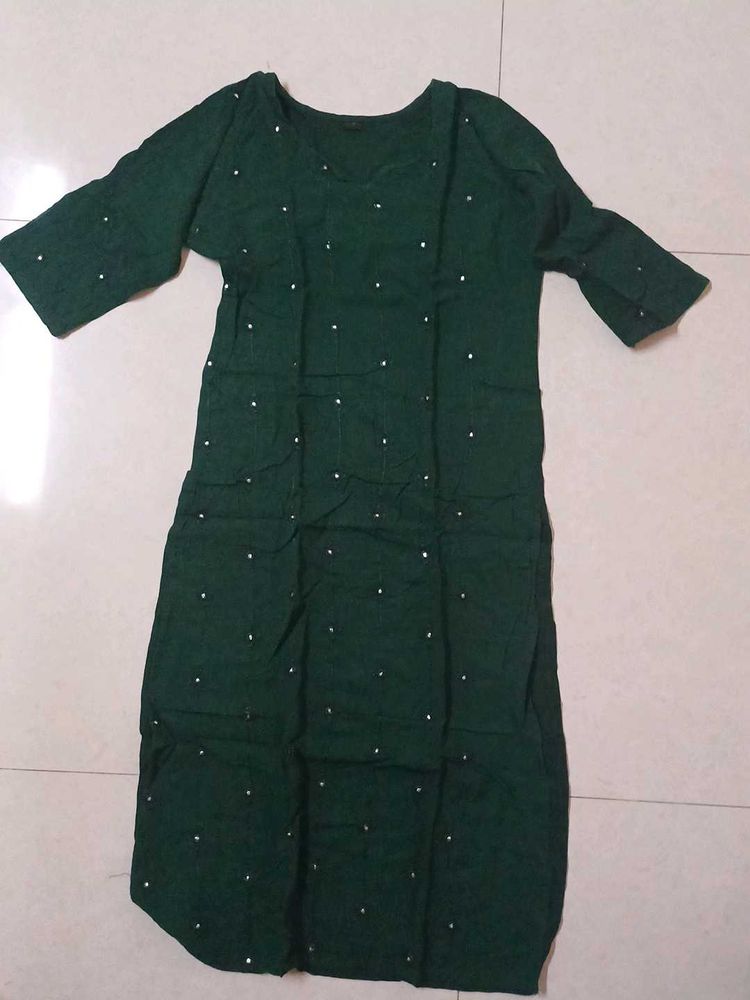 Green Embellished Kurta