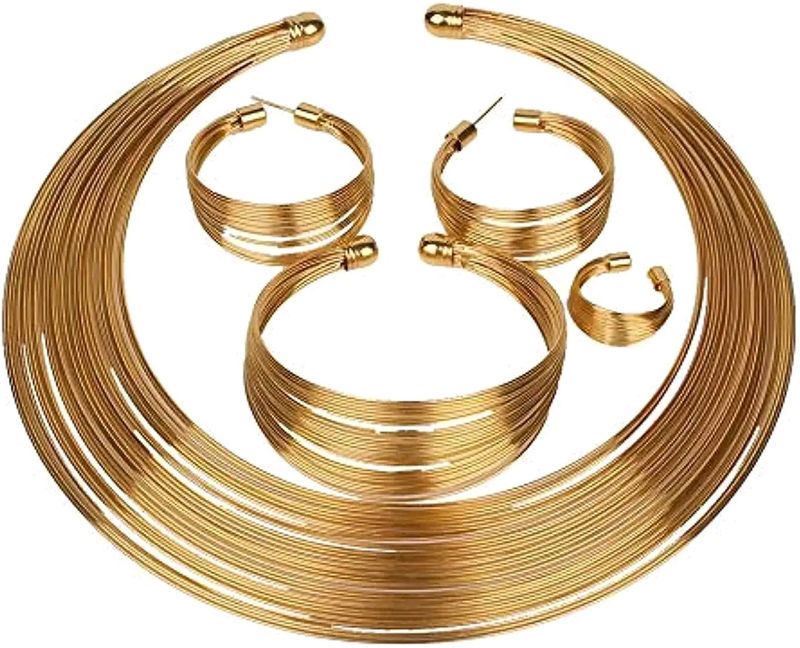 Choker Necklace Set Gold Plated