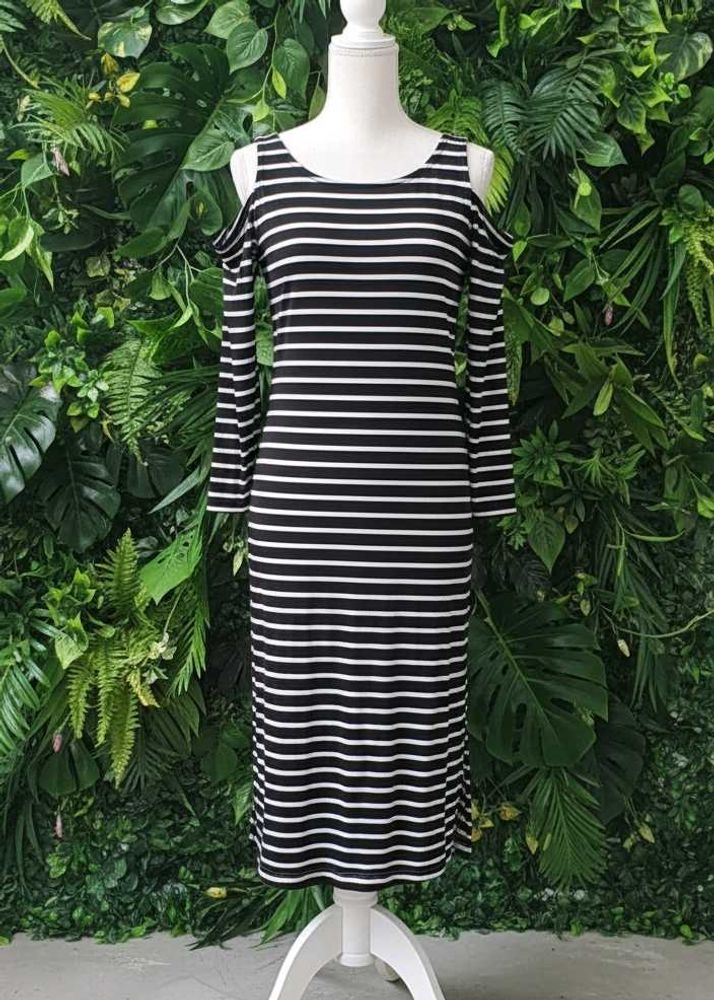 Striped Cold Shoulder Dress