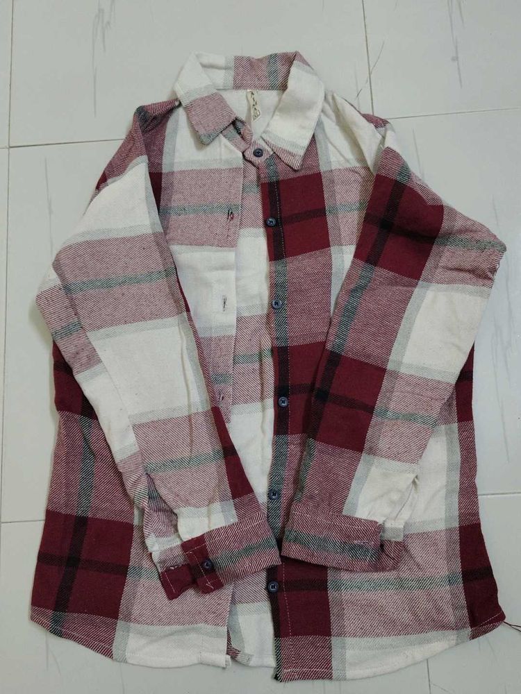 Red &amp; White Plaid Flannel Shirt