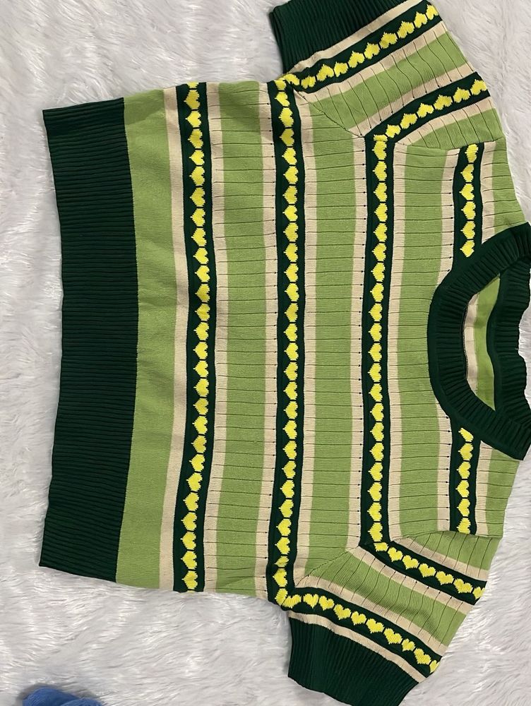 Striped Heart Knit Top