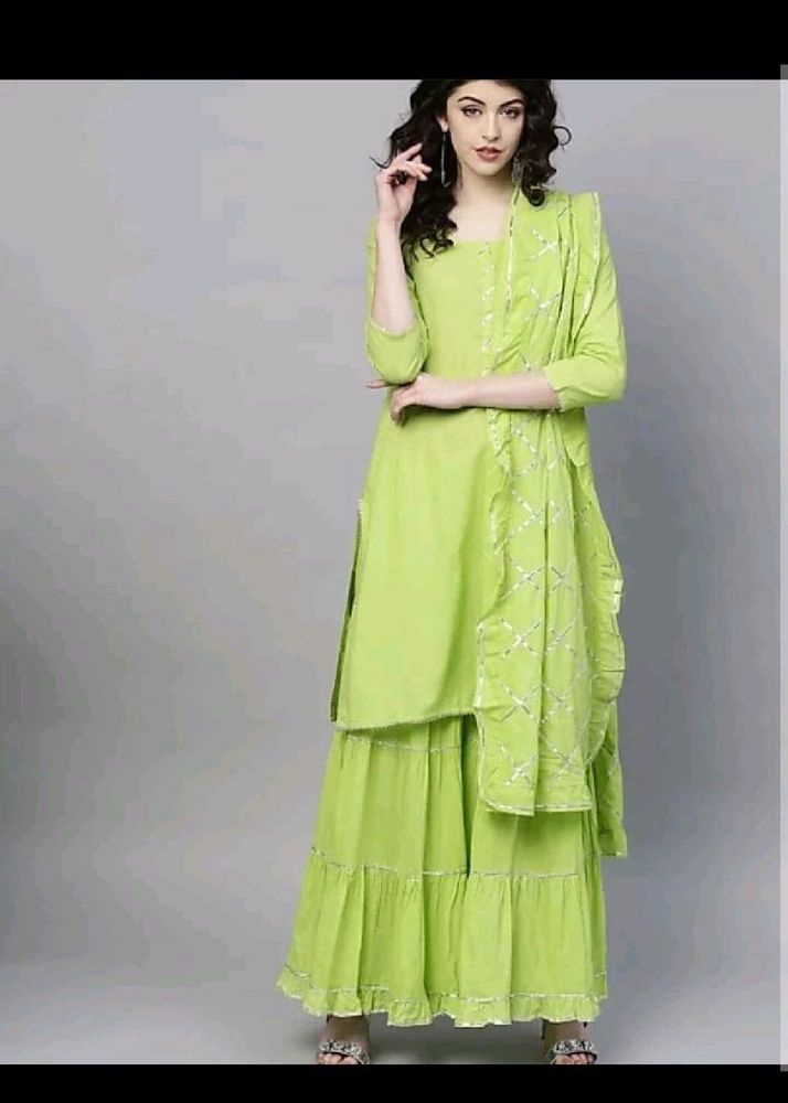 Lime Green Sharara Suit Set