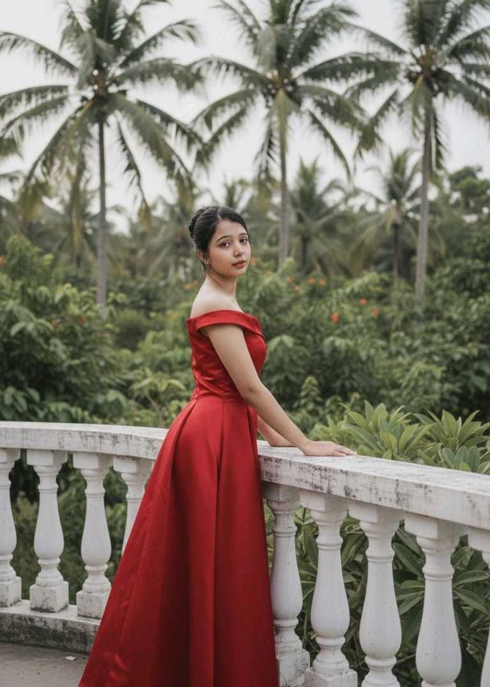 Elegant Red Off-Shoulder Dress