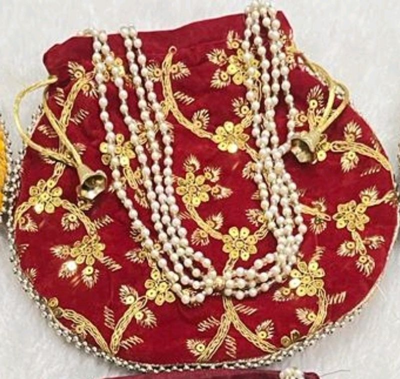 RED EMBROIDERED POTLI BAG