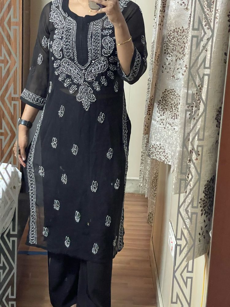 Black Embroidered Kurta  – Used, Half Price
